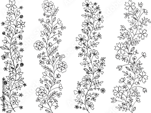 Fototapeta Naklejka Na Ścianę i Meble -  four different hand-painted flower