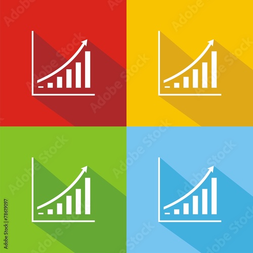 Iconos gráfica beneficios colores sombra