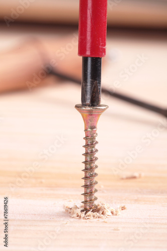 screw and wood