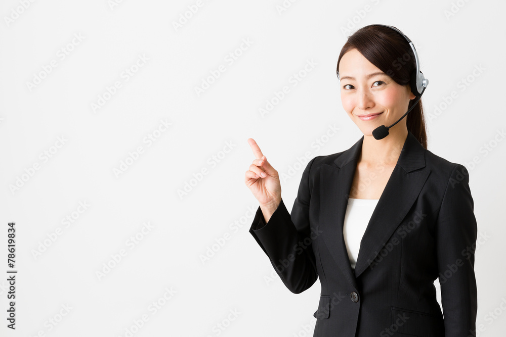 asian operator on white background asian operator on white background