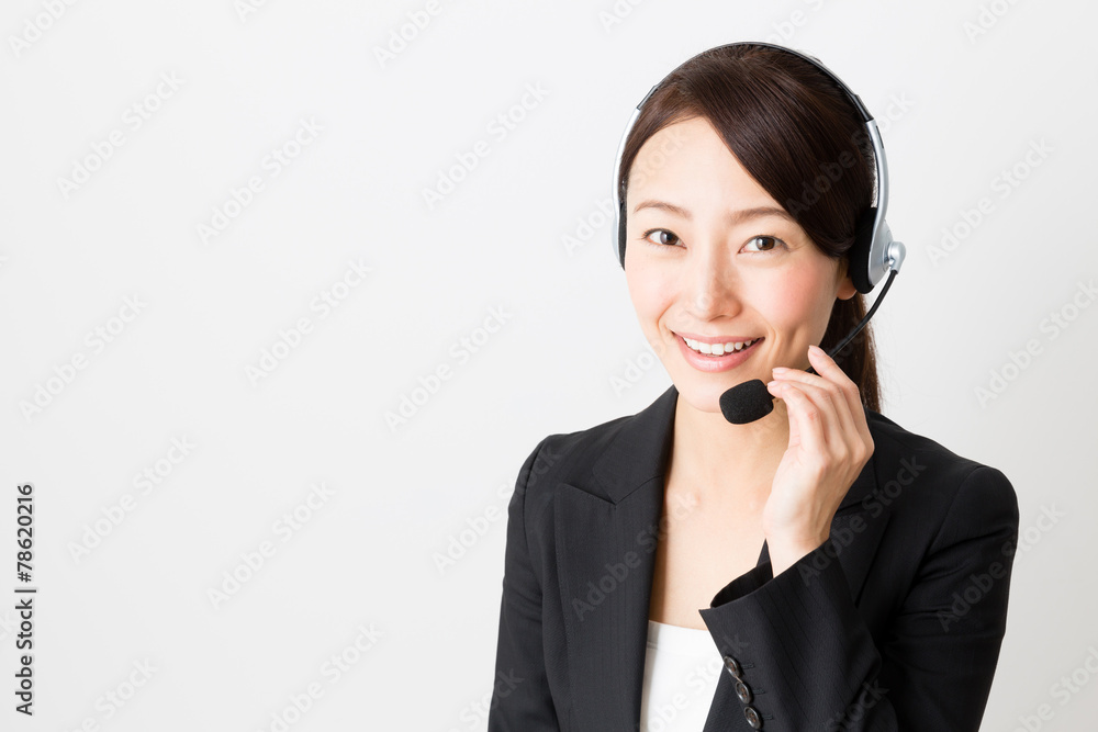 asian operator on white background asian operator on white background