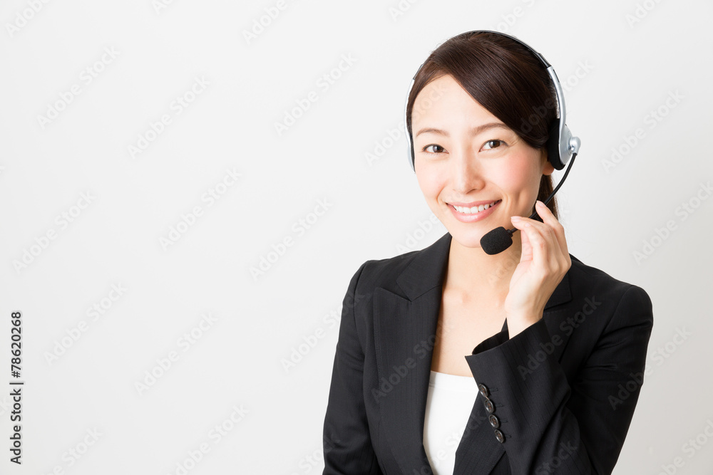 asian operator on white background asian operator on white background