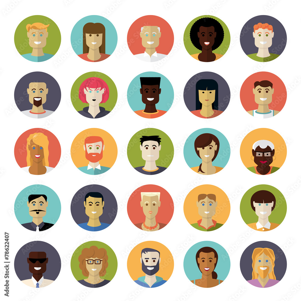 Flat Design Everyday People Avatar Vector Icon Set Flat Design Everyday People Avatar Vector Icon Set