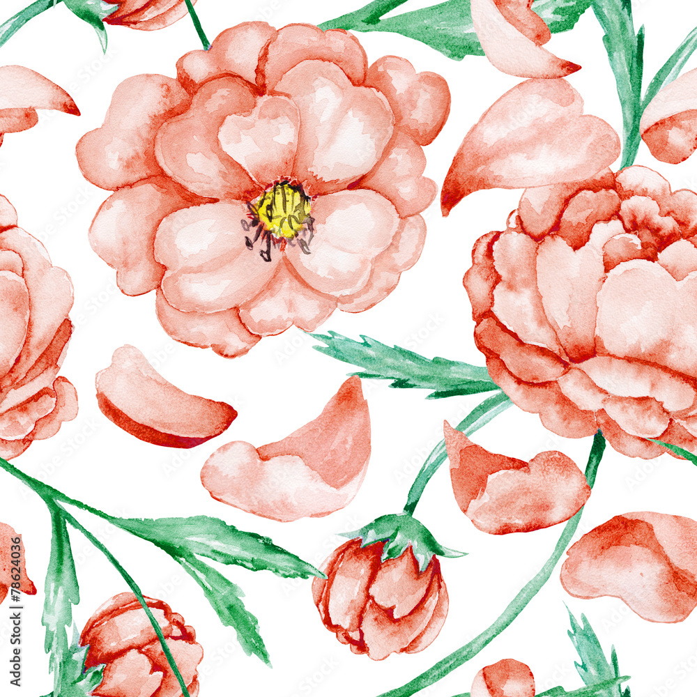 Obraz Red wild roses pattern