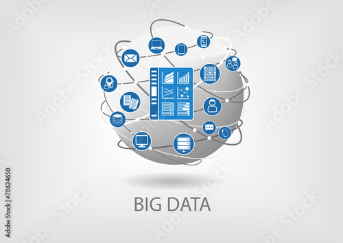 Big data analytics dashboard vector illustration flat design