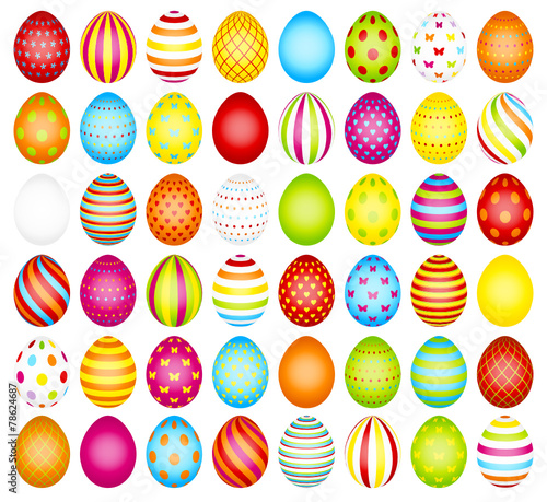 Collection Easter Eggs Pattern Rainbow