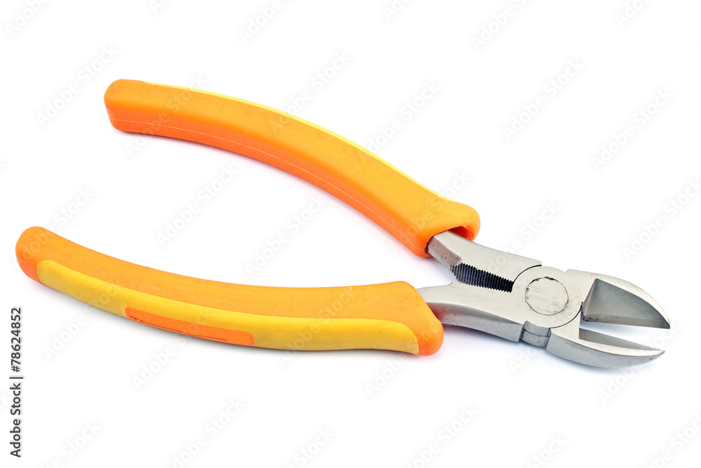 Wire cutter pliers isolated on white Wire cutter pliers isolated on white