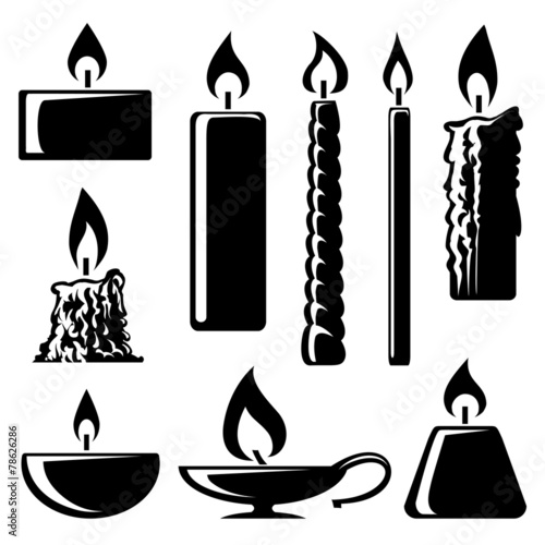 black and white silhouette burning candles