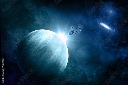 Fototapeta Naklejka Na Ścianę i Meble -  Fictional space background with meteorites