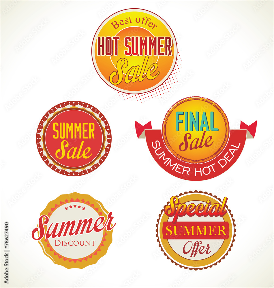 Set of vector summer sales labels