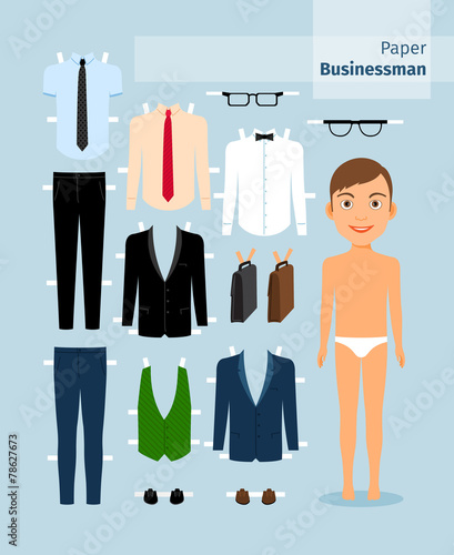 Paper businessman. Suit , shirt, glasses and briefcase photo