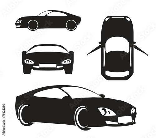 Vector Silhouette Car Isolated on White