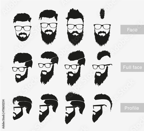 hairstyles with a beard in the face, full face and profile