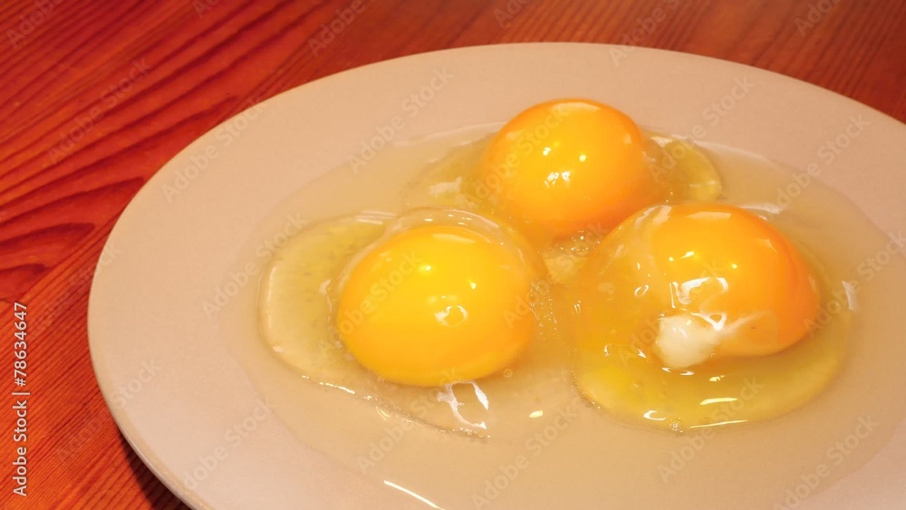 melting frozen eggs on the plate