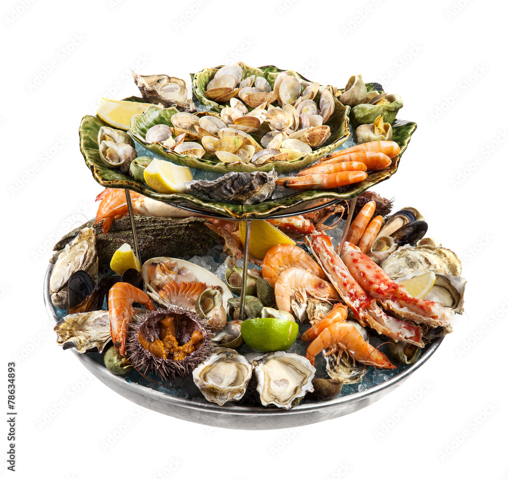 Raw Mixed seafood isolated on white background Raw Mixed seafood isolated on white background