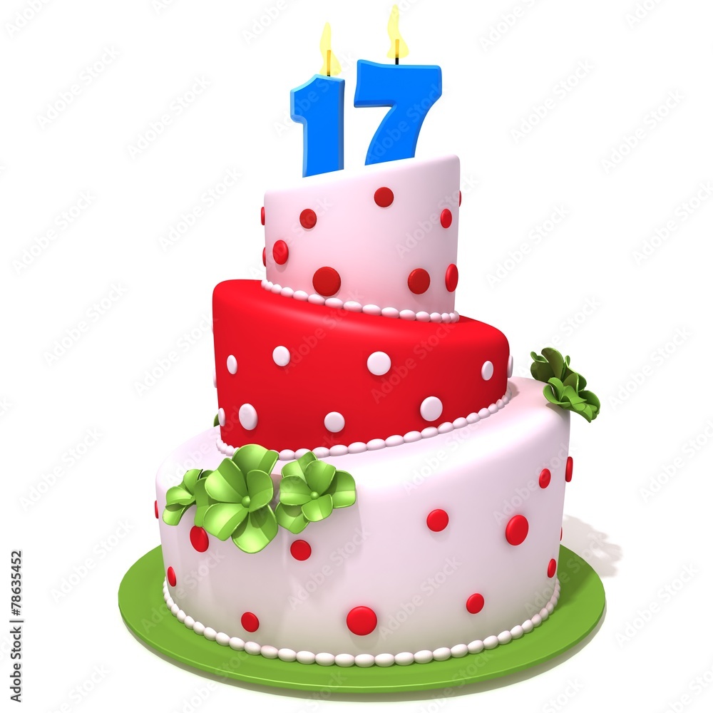 Birthday cake with number seventeen Birthday cake with number seventeen