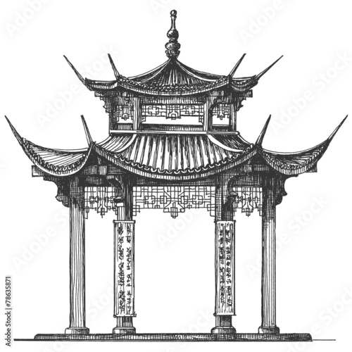 Asia logo design template. Temple or religion icon.