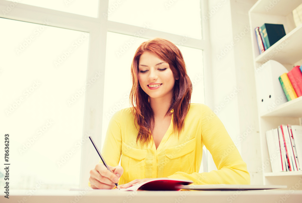 smiling businesswoman or student with tablet pc smiling businesswoman or student with tablet pc