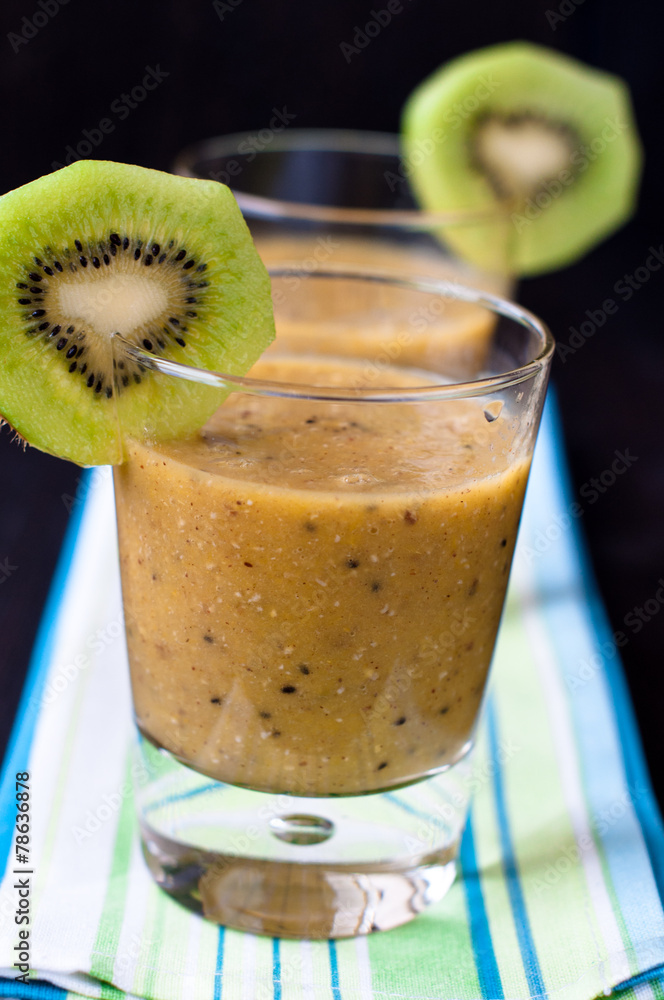 fresh homemade smoothie with kiwi and banana fresh homemade smoothie with kiwi and banana