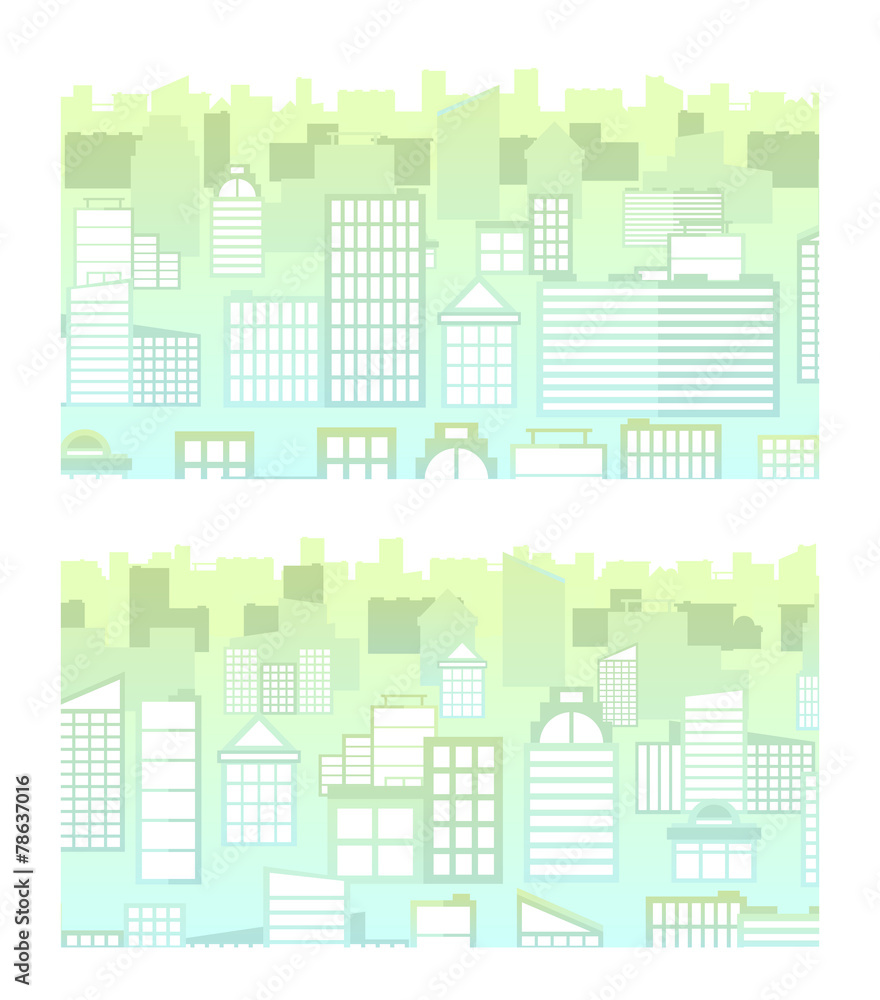 Flat design city day landscape, two complementary parts Flat design city day landscape, two complementary parts