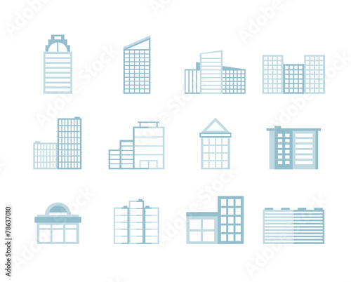 Buildings icons in flat style