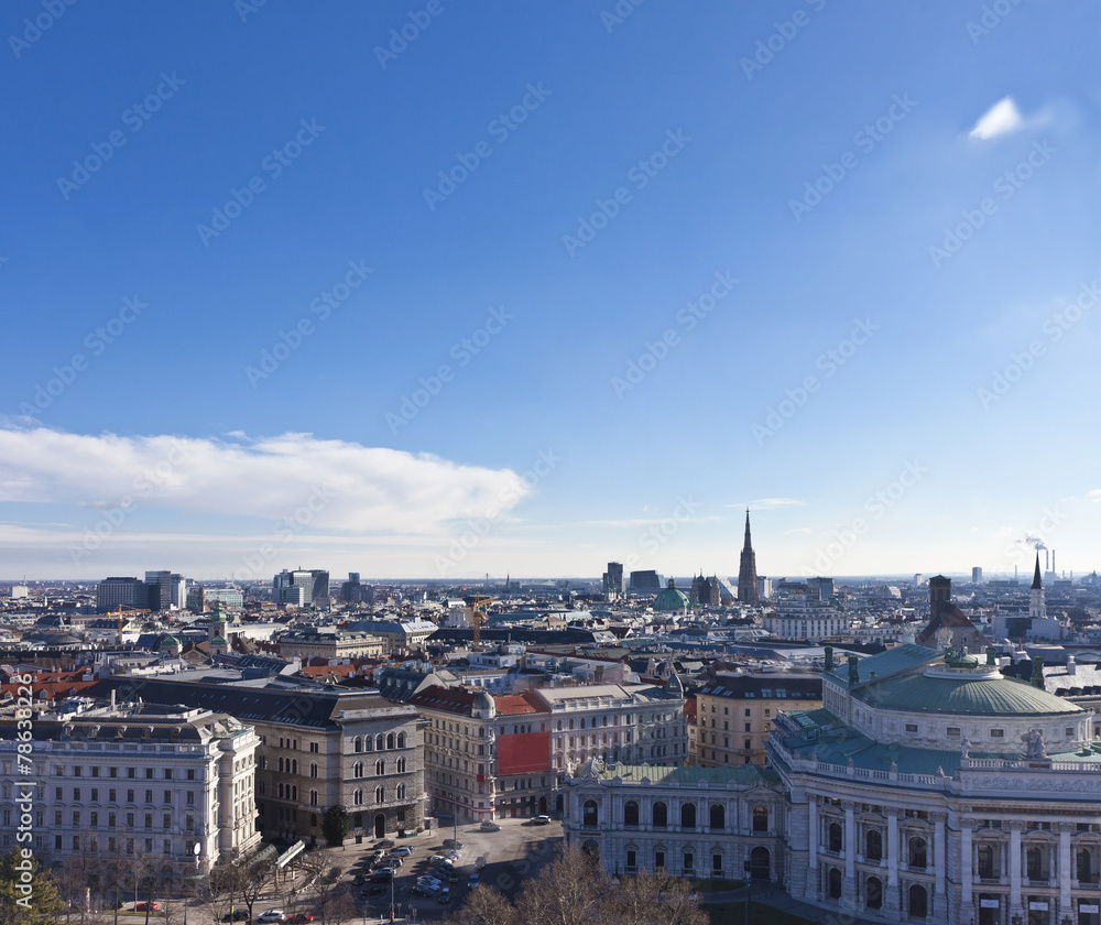 Cityscape of central Vienna with the Burgtheater