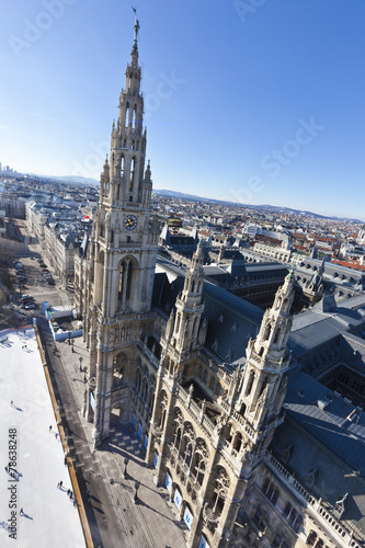 Ice skaters at Wiener Eistraum at the City Hall of Vienna