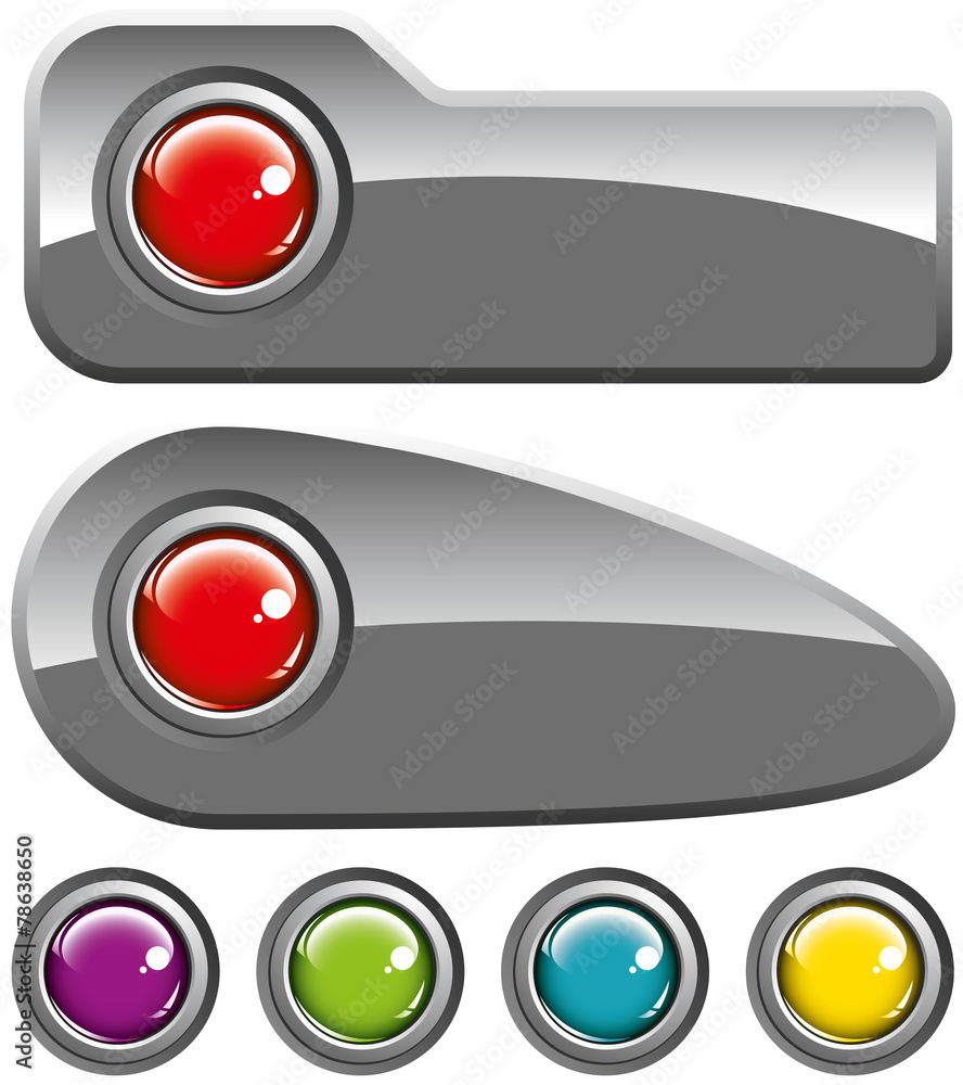 Colored buttons on gray background Colored buttons on gray background