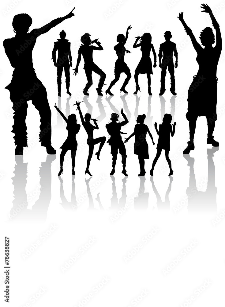 Fototapeta premium dancing and singing people new set