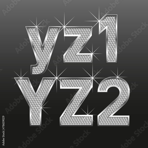 metall diamond letters and numbers big and small