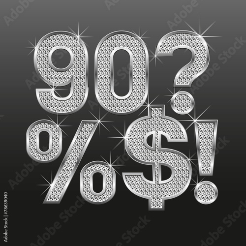 metall diamond letters and numbers big and small