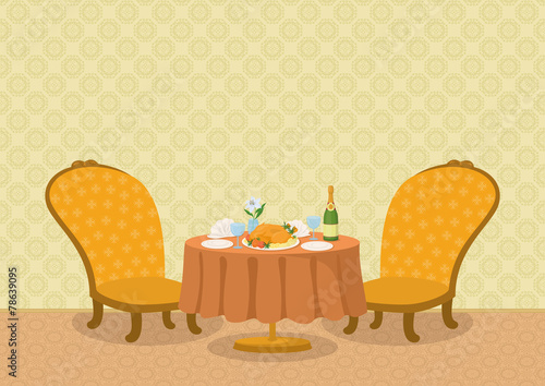 Restaurant with dishes on table