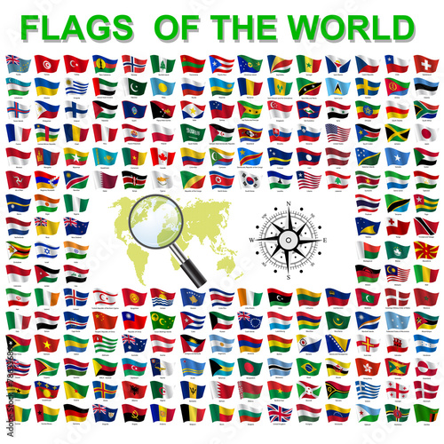 Set of Flags of world sovereign states. Vector illustration
