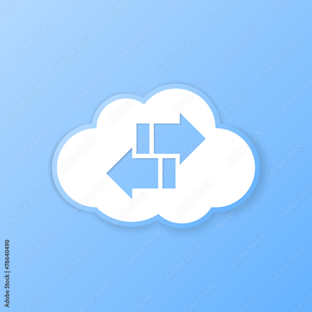 Cloud synchronize banner. Paper cut out. Vector illustration Cloud synchronize banner. Paper cut out. Vector illustration