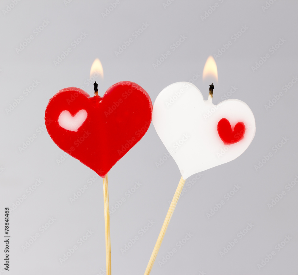 Red and White Heart Shape Candles