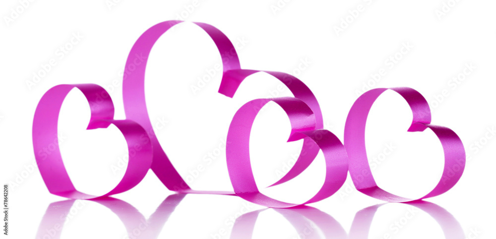Pink paper hearts isolated on white Pink paper hearts isolated on white
