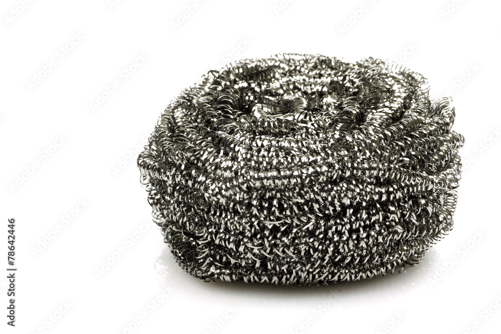 steel wire scrub on a white background steel wire scrub on a white background