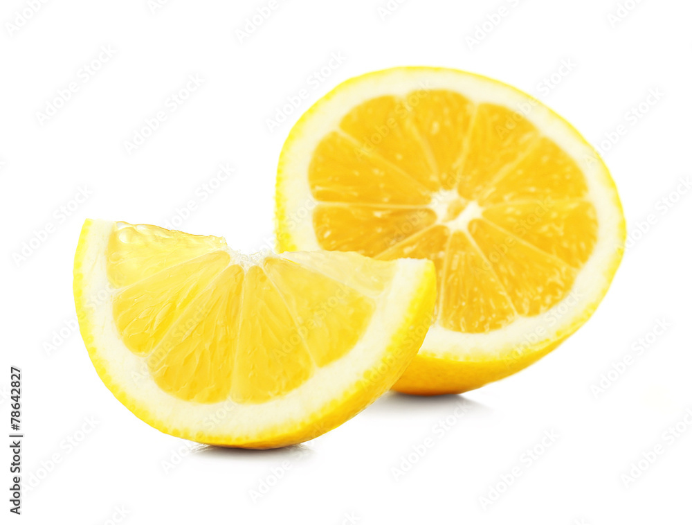 Juicy slices of lemon isolated on white Juicy slices of lemon isolated on white