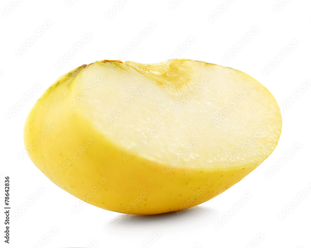 Juicy slice of apple isolated on white Juicy slice of apple isolated on white