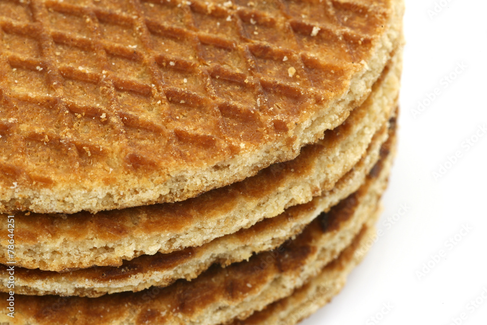 Dutch waffles called a stroopwafel on a white background Dutch waffles called a stroopwafel on a white background
