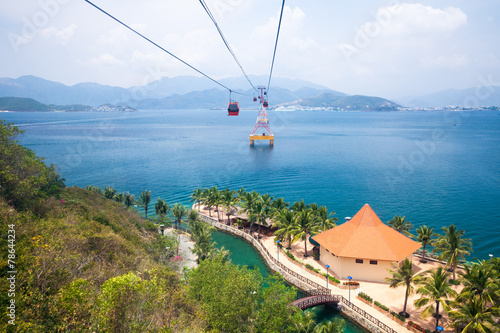 Vászonkép World's longest cable car over sea, Nha Trang