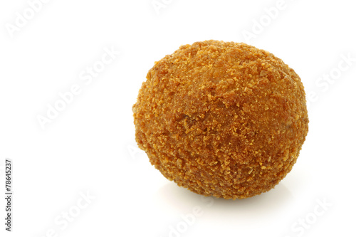 traditional Dutch snack called "bitterbal" on a white background