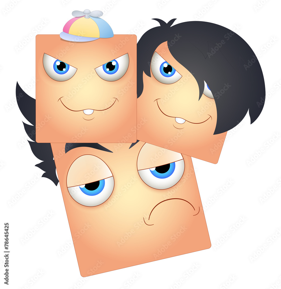 Naughty and Upset Smiley Faces Vectors
