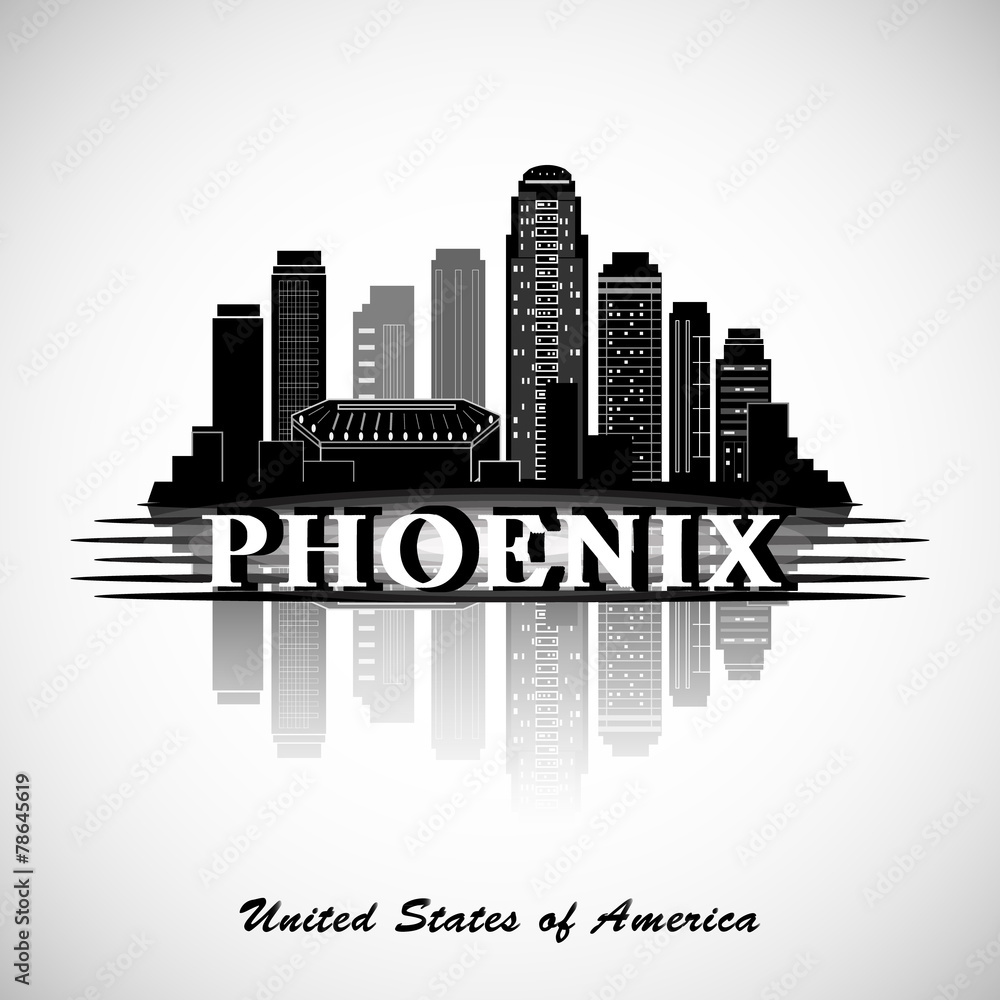 Phoenix, Arizona skyline. Detailed vector silhouette