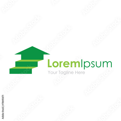 Green success stairs arrow simple business icon logo