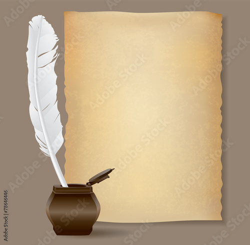 feather pen and old papirus