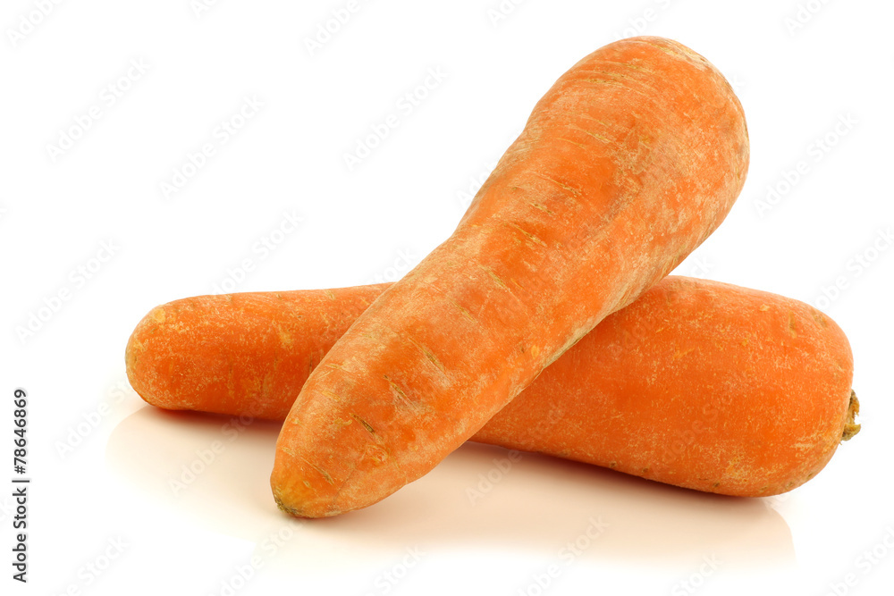 two winter carrots on a white background two winter carrots on a white background