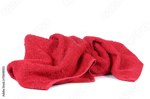 Red towel isolated on white background