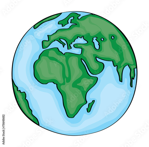 Hand drawn cute cartoon earth europe. Vector