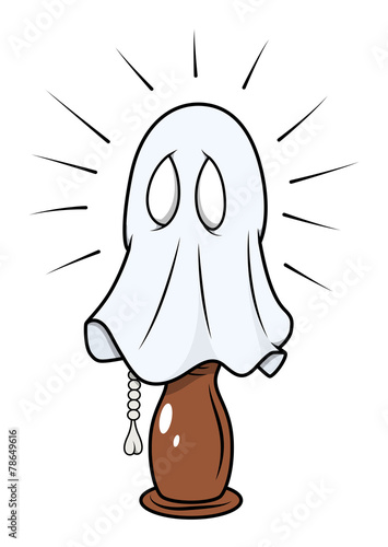 Scared Ghost Hidden in Night Lamp - Halloween Vector photo